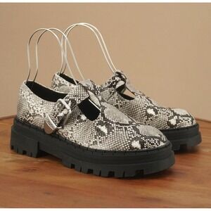 Steve Madden Black and White Snake-Print Mary Jane Loafers